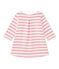 Baby girl's striped dress MARSHMALLOW white/PETAL pink