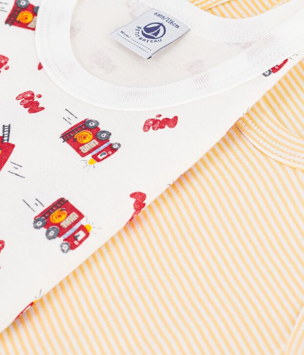 Pack of children's firefighter print cotton vest tops multicolor
