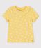 Girls' Short-Sleeved Cotton T-Shirt ORGE yellow/MARSHMALLOW white