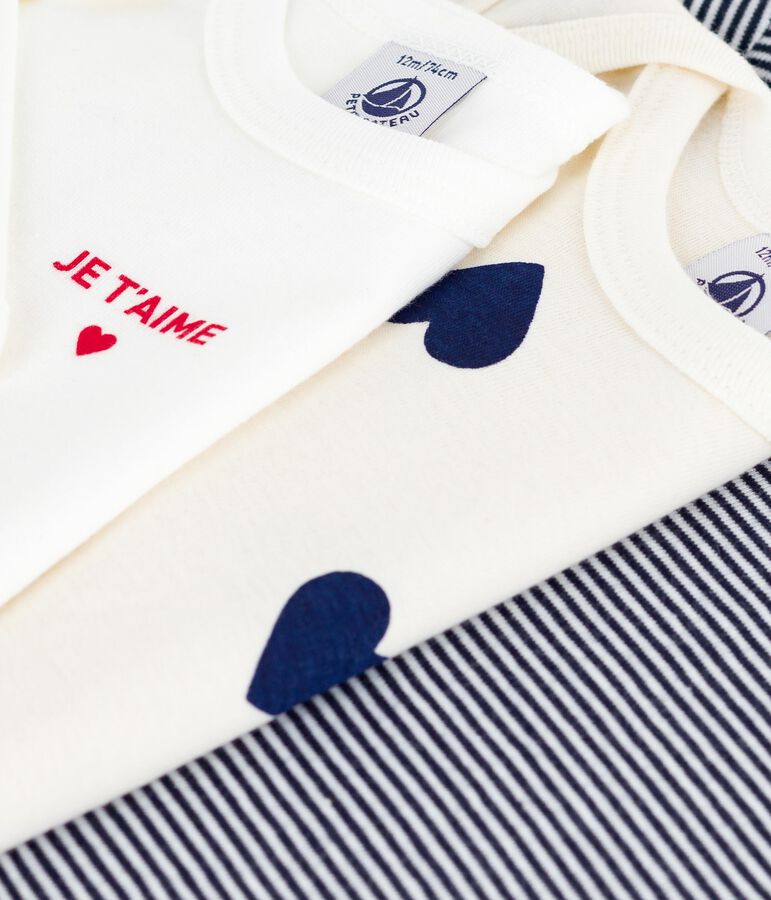 Pack of long-sleeved heart-print cotton bodies for babies multicolor