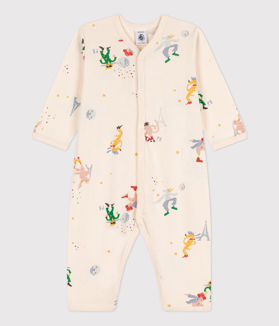 Babies' Footless Cotton Sleepsuit AVALANCHE white/MULTICO