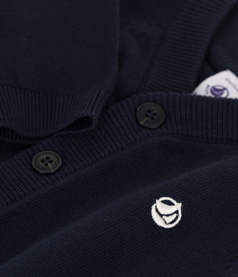 Babies' plain cotton cardigan SMOKING blue