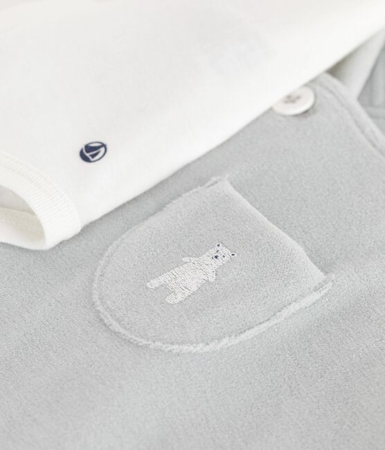 Babies' dungarees in plain cotton with stylish details CO2 /MARSHMALLOW