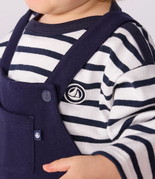 Babies' long-leg plain cotton dungarees SOIR