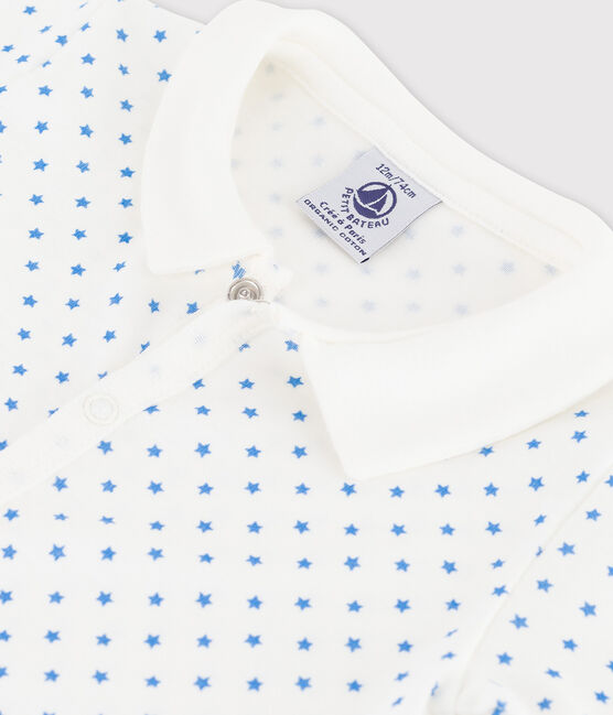 Babies' Starry Cotton Playsuit MARSHMALLOW white/BRASIER blue