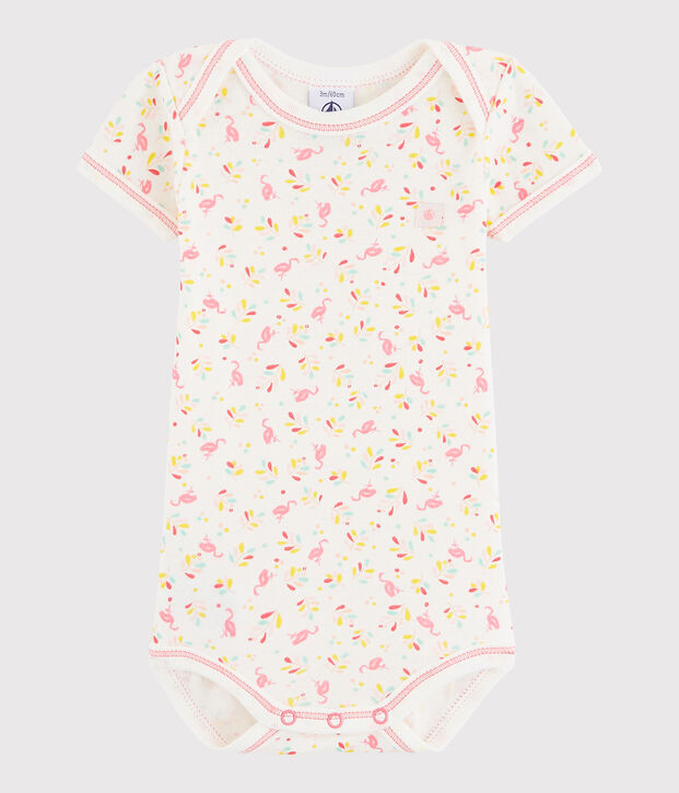 Baby Girls' Short-Sleeved Bodysuit white/pink/multicolor