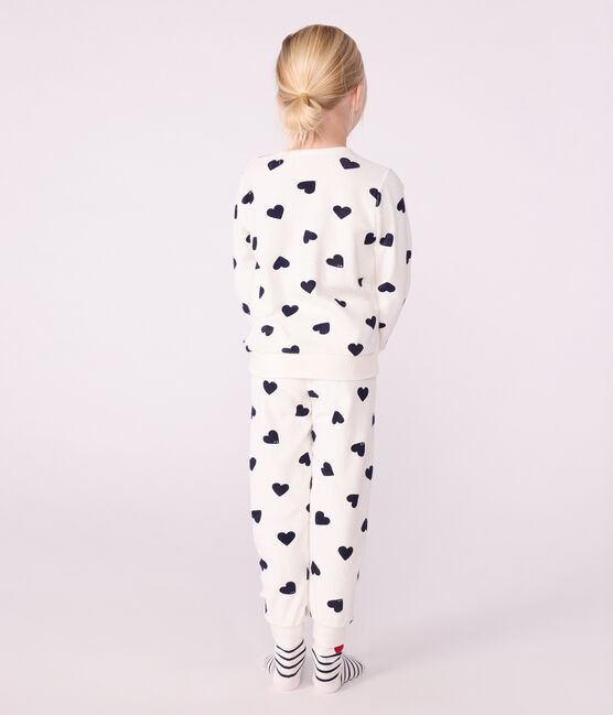 Children's cotton terry pyjamas printed with hearts MILK blue/SOIR
