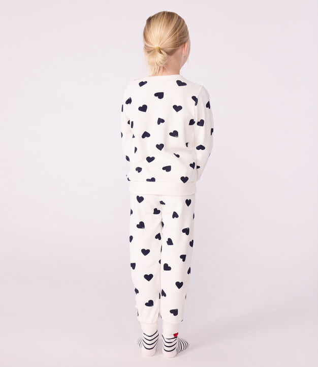 Children's cotton terry pyjamas printed with hearts blue/blue