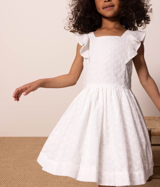 Girls' Eyelet Embroidery Dress MARSHMALLOW white
