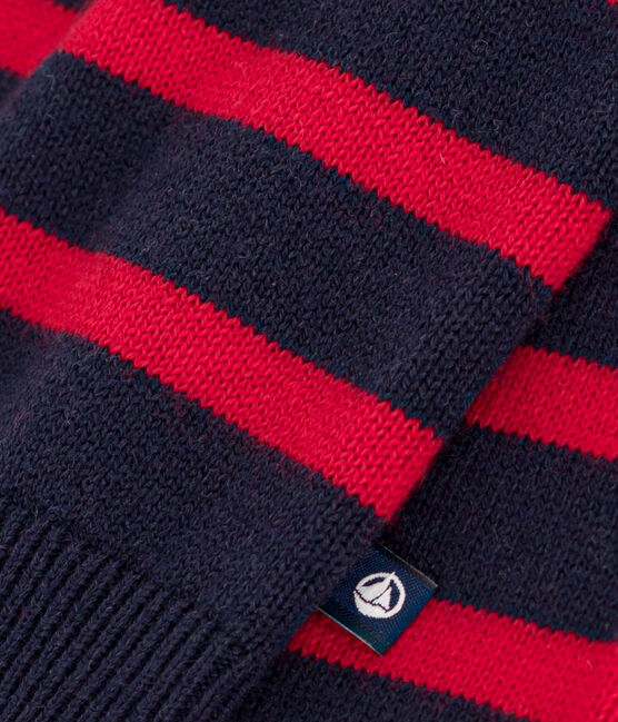 Babies' Cotton/Wool Breton Striped Pullover SMOKING /CORRIDA