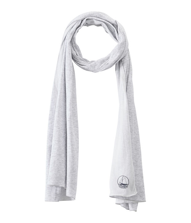 Women's scarf in an extra-fine tube knit grey/white