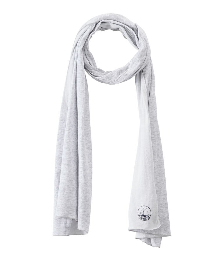 Women's scarf in an extra-fine tube knit grey/white
