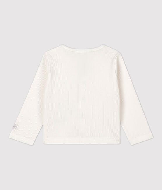 Babies' Organic Cotton 2x2 Rib Knit Cardigan MARSHMALLOW white