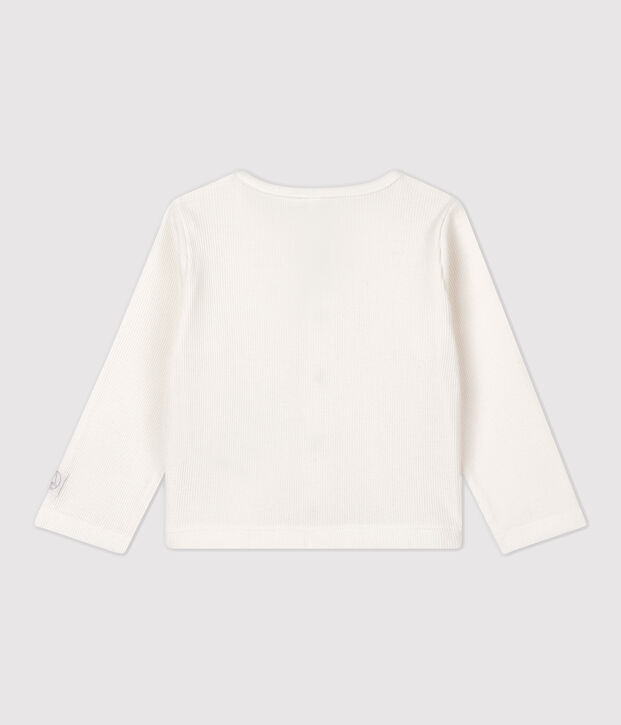 Babies' Organic Cotton 2x2 Rib Knit Cardigan white