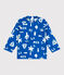 Babies' beach print UV protection T-shirt PORCELANA blue/MARSHMALLOW