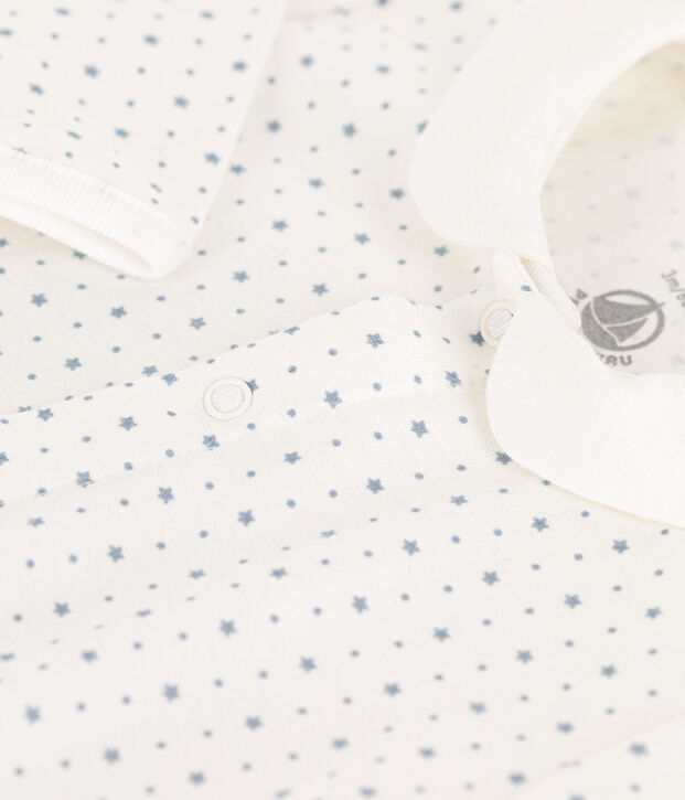 Starry Cotton Sleepsuit white/blue