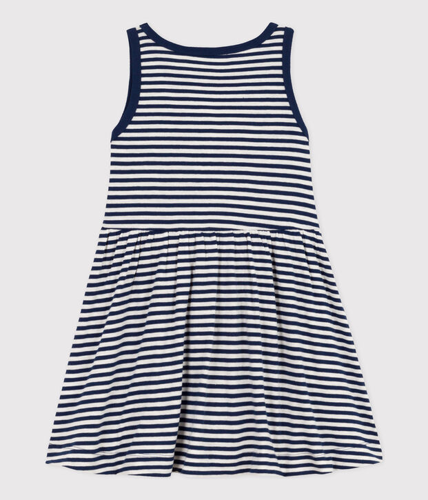 Girls' Sleeveless Striped Cotton Dress blue/white