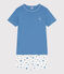 Children's short cotton pyjamas ALASKA blue/MARSHMALLOW white