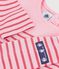 Babies' long-sleeved stripy cotton T-shirt. pink/pink