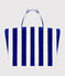 WOMEN'S STRIPED TERRYCLOTH BEACH BAG  SURF blue/MARSHMALLOW white