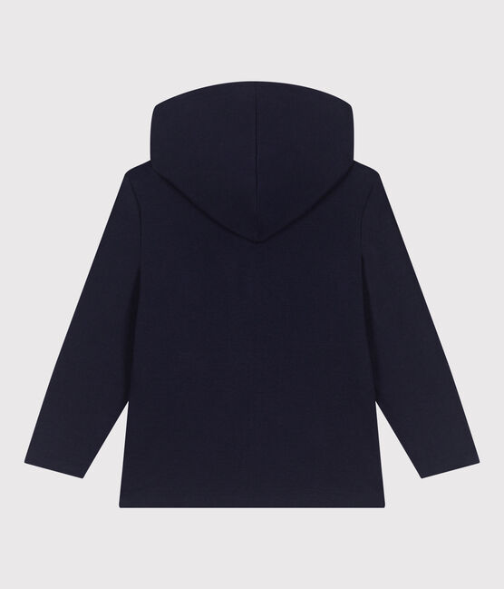 Children's plain cotton zip-up hoodie SMOKING blue