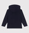 Children's plain cotton zip-up hoodie SMOKING blue