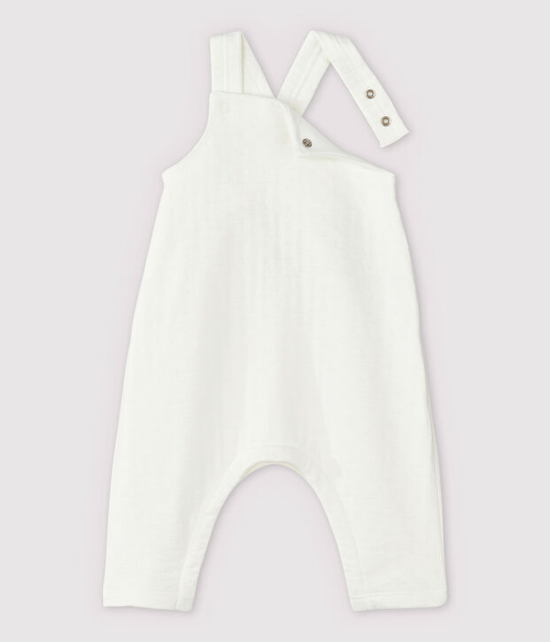 Babies' White Organic Cotton Tube Knit Dungarees white