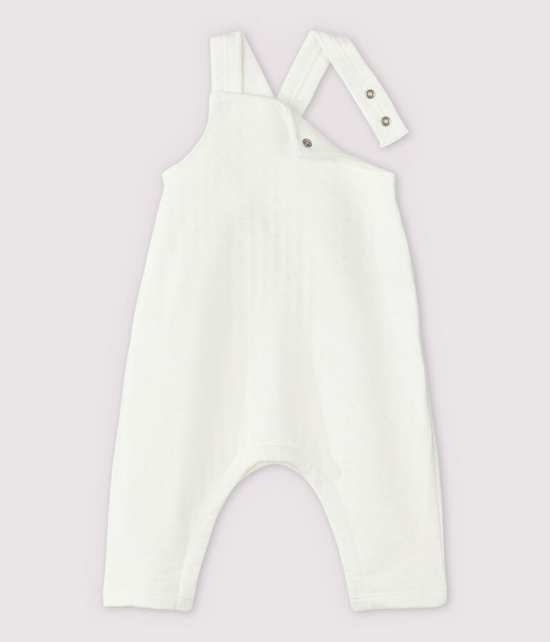 Babies' White Organic Cotton Tube Knit Dungarees white