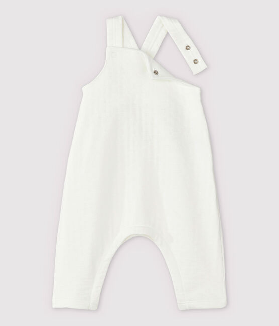 Babies' White Organic Cotton Tube Knit Dungarees MARSHMALLOW white