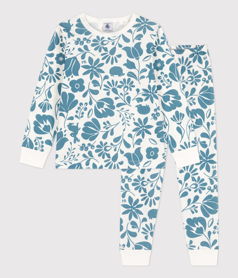 Children's Unisex Cotton Pyjamas white/blue