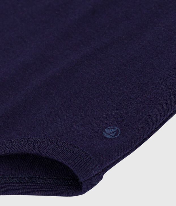 Babies' plain cotton rollneck body blue