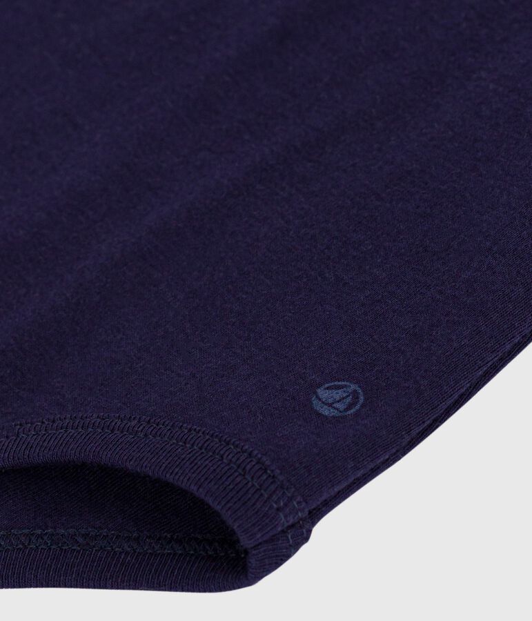 Babies' plain cotton rollneck body blue