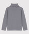 Children's Unisex Stripy Cotton Polo Neck SMOKING blue/MARSHMALLOW white