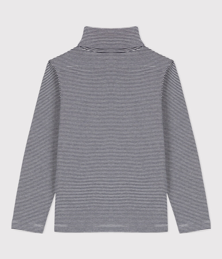 Children's Unisex Stripy Cotton Polo Neck blue/white