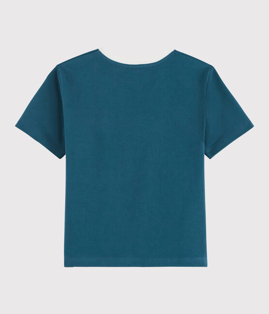 Boys' silkscreen print T-shirt SHADOW blue