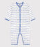 Footless Patterned Knit Cotton Sleepsuit MARSHMALLOW white/PERSE blue