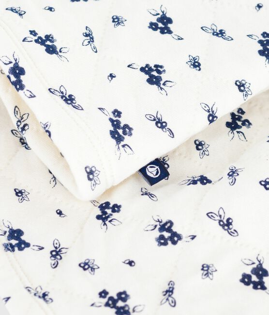 Babies' long sleeved floral-print cotton dress MILK blue/SOIR