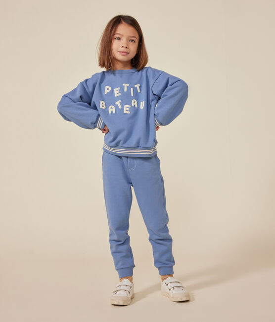 Fleece sweatshirt for girls or boys BEACH blue
