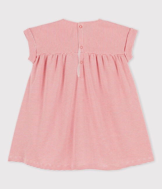 Babies' Organic Cotton Short-Sleeved Dress PAPAYE pink/MARSHMALLOW