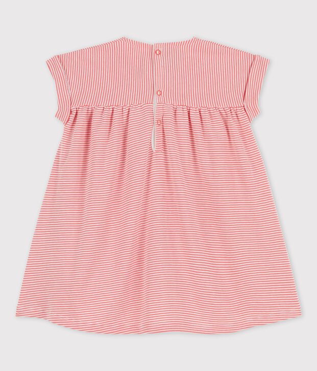Babies' Organic Cotton Short-Sleeved Dress pink/white