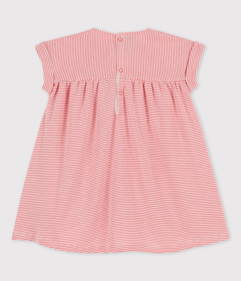 Babies' Organic Cotton Short-Sleeved Dress PAPAYE pink/MARSHMALLOW
