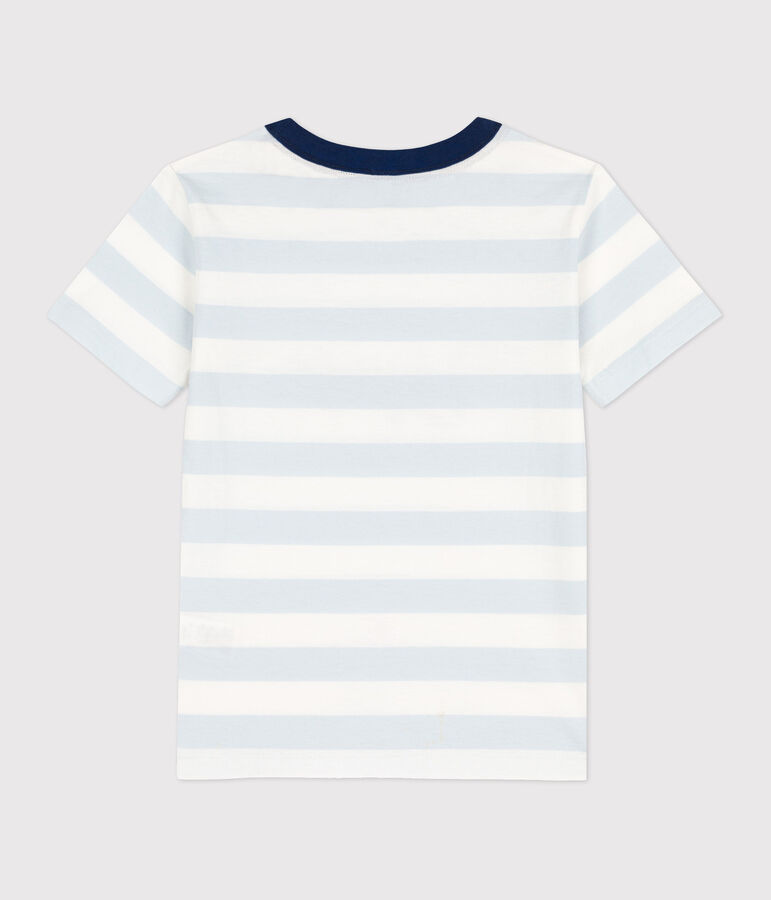 Boys' Short-Sleeved Cotton T-Shirt blue/white