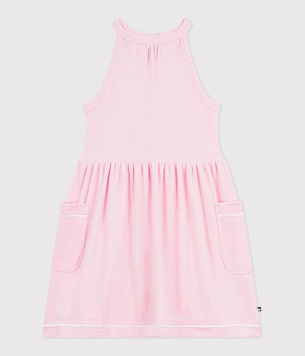 Children's sleeveless plain cotton dress pink