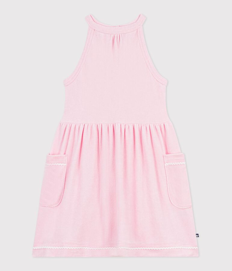 Children's sleeveless plain cotton dress pink