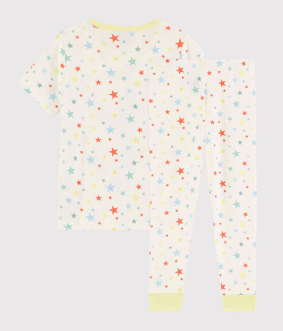 Boys' Colourful Starry Organic Cotton Pyjamas MARSHMALLOW white/MULTICO white
