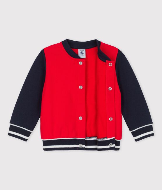 Babies' Fleece Baseball Jacket PEPS red/SMOKING blue