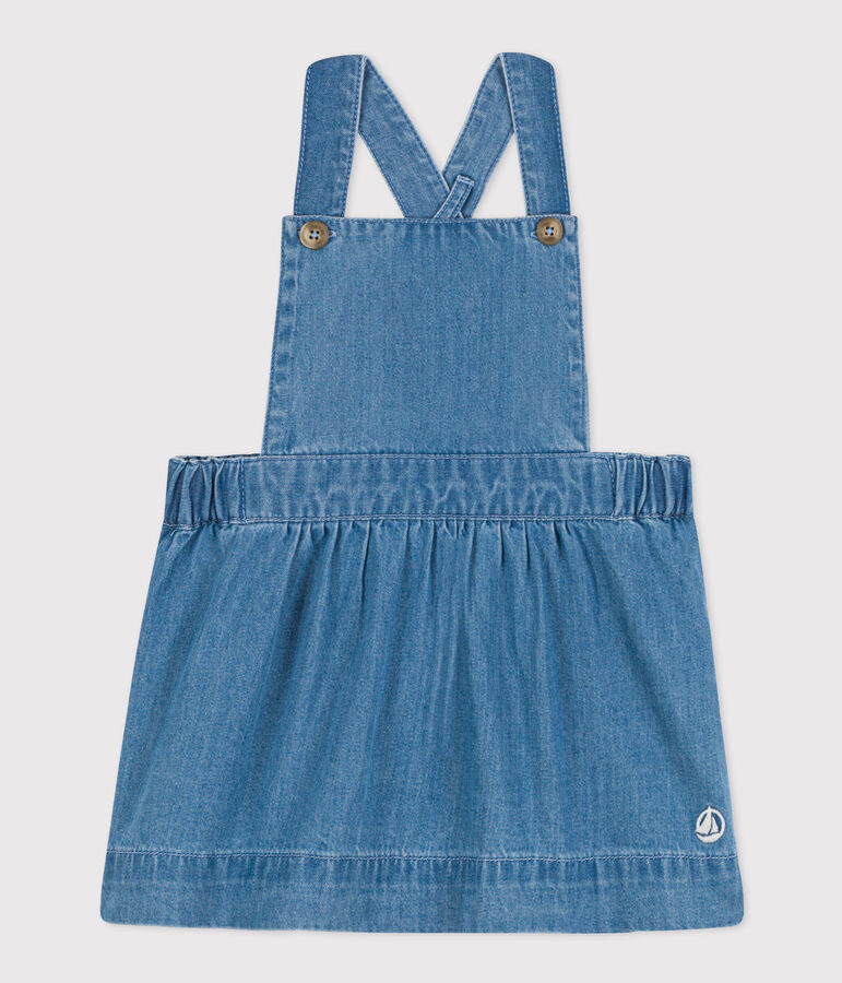 Babies' Sleeveless Light Denim Dress blue