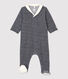 Babies' Sailor Striped Organic Cotton Velour Sleepsuit
