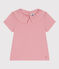 Children's plain short-sleeved cotton T-shirt with a collar CHARME pink