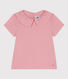 Children's plain short-sleeved cotton T-shirt with a collar